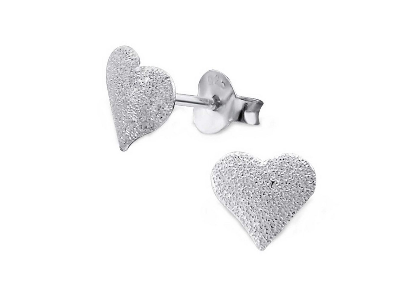 schmuck23 Paar Ohrstecker Ohrringe Herz diamandiert gestrahlt 925 Silber Damen Kinder Mädchen, Kinderschmuck Mädchen Geschenk echte Silberohrringe von schmuck23