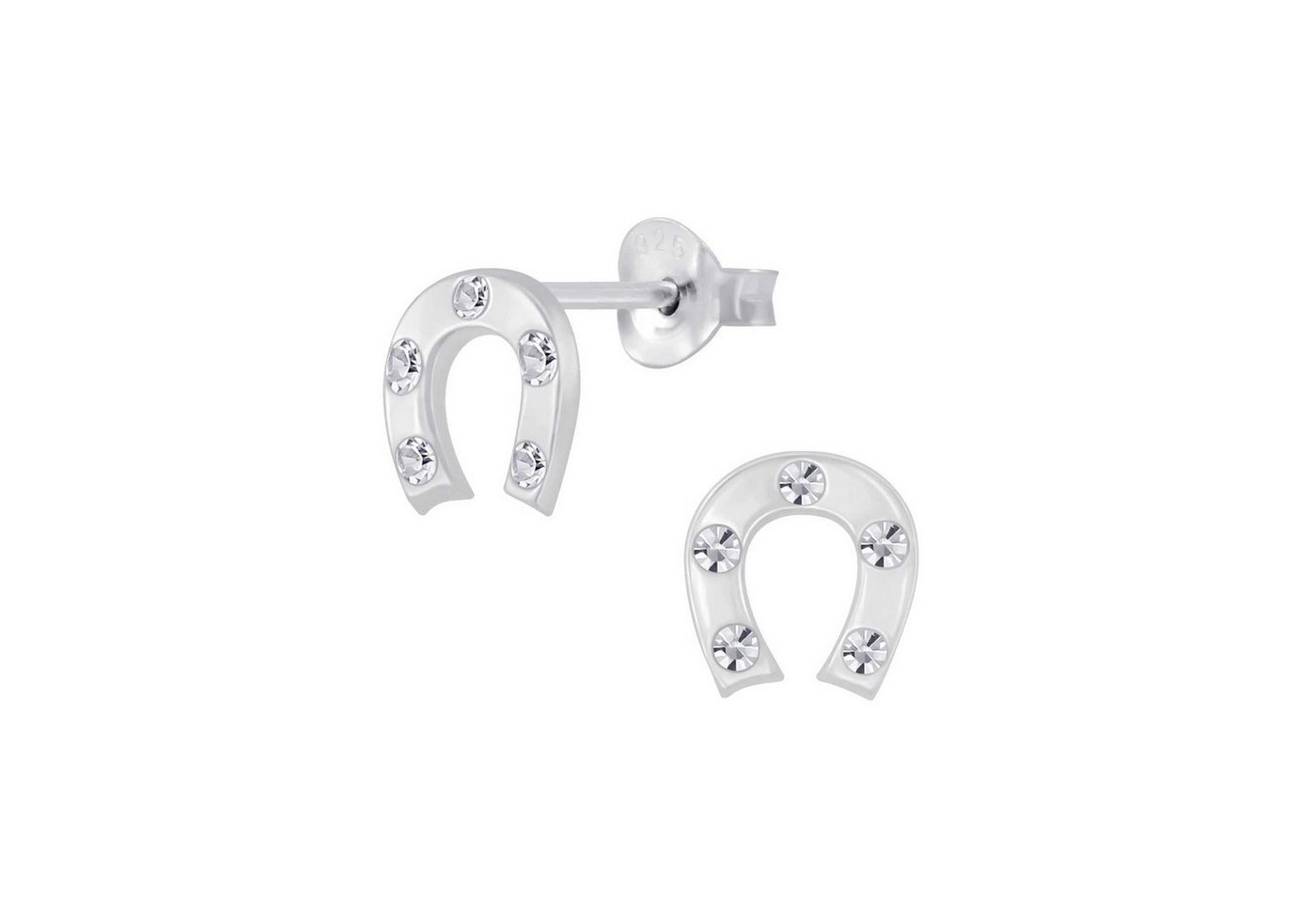 schmuck23 Paar Ohrstecker Ohrringe Hufeisen Kristall 925 Silber Damen Mädchen Kinder, Kinderschmuck Mädchen Geschenk echte Silberohrringe von schmuck23