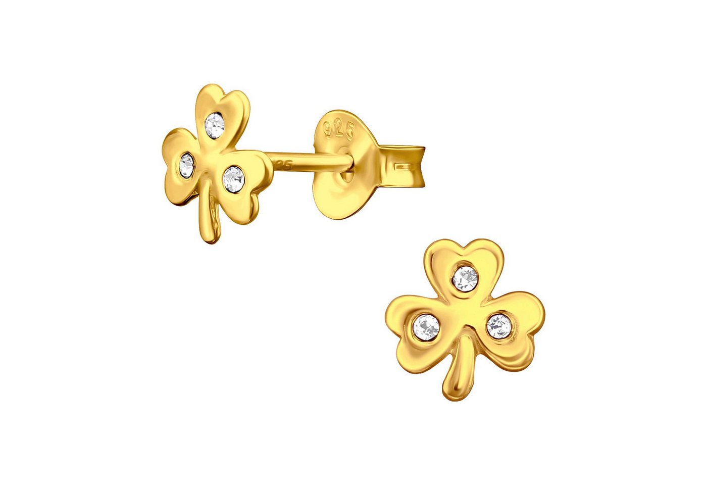schmuck23 Paar Ohrstecker Ohrringe Kleeblatt 925 Silber vergoldet (Set), 2 x Silikonverschluß extra von schmuck23