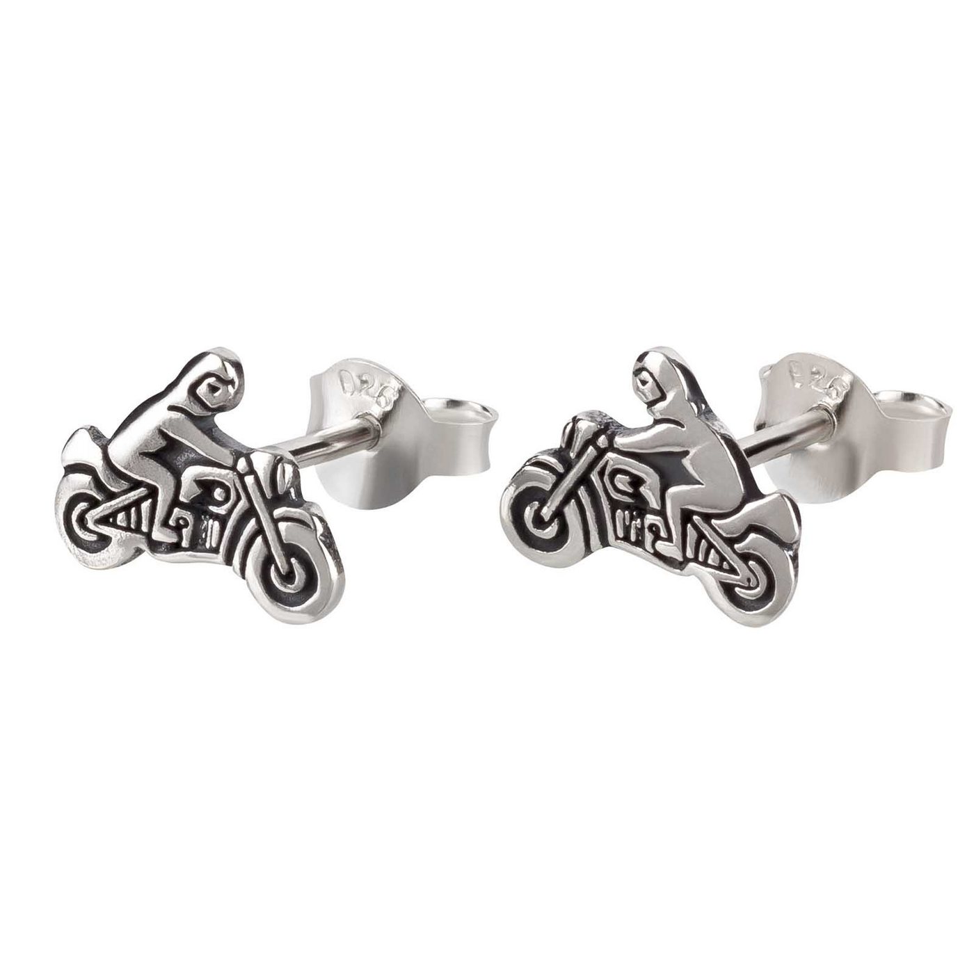 schmuck23 Paar Ohrstecker Ohrringe Motorradfahrer Moped 925 Silber Damen Herren, Kinderschmuck Mädchen Geschenk echte Silberohrringe von schmuck23