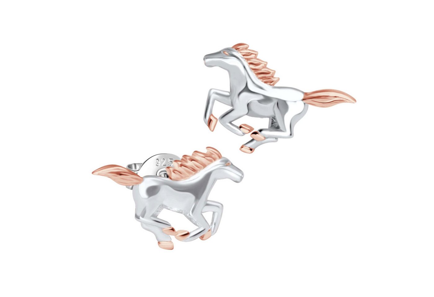schmuck23 Paar Ohrstecker Ohrringe Pferd 925 Silber (Geschenkset), Mädchen Kinderschmuck 2 x Silikonverschluß extra von schmuck23