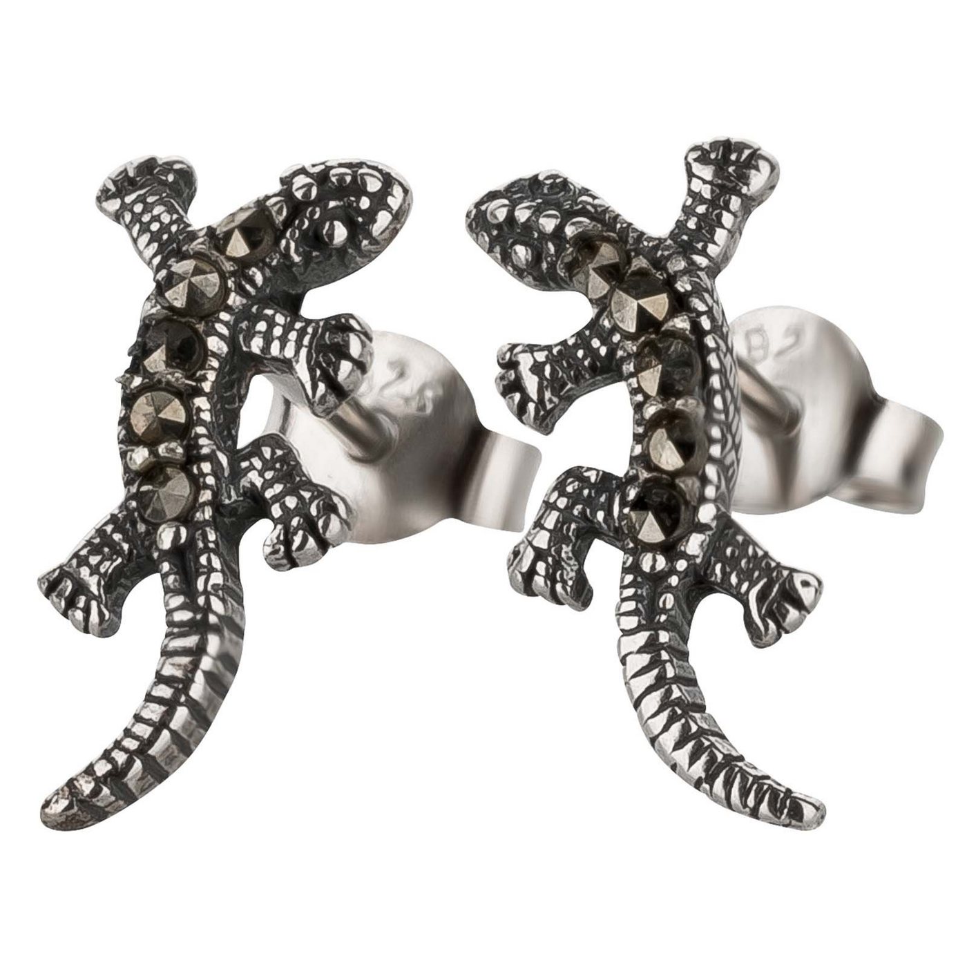 schmuck23 Paar Ohrstecker Ohrringe Salamander Gecko 925 Silber Damen Herren, Kinderschmuck Mädchen Geschenk echte Silberohrringe von schmuck23