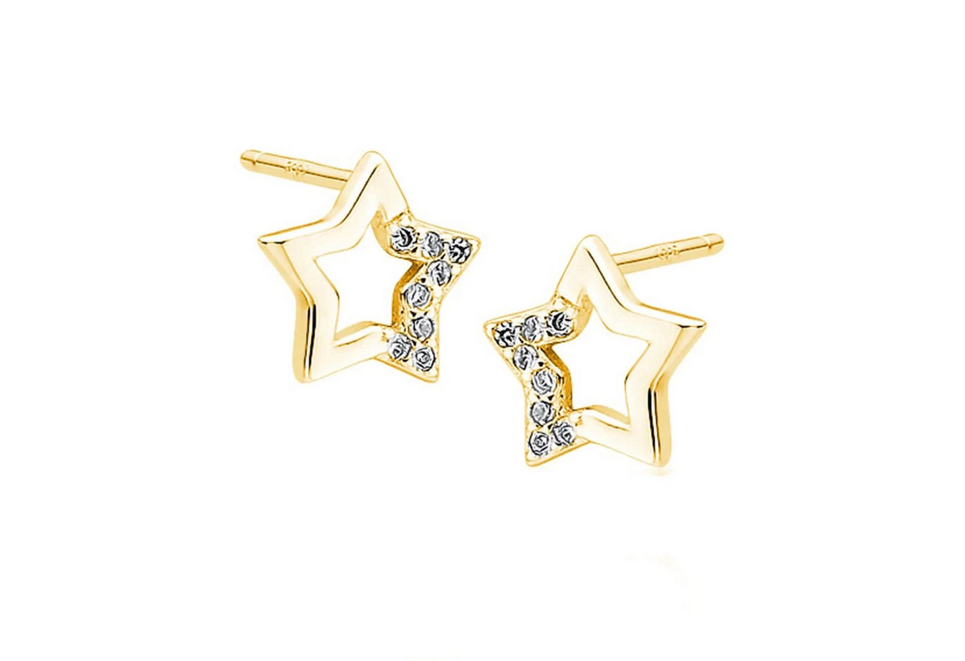 schmuck23 Paar Ohrstecker Ohrringe Stern Zirkonia 925 Silber (Geschenkset) von schmuck23