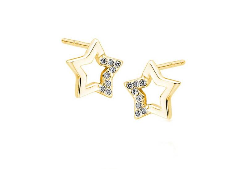 schmuck23 Paar Ohrstecker Ohrringe Stern Zirkonia 925 Silber (Geschenkset) von schmuck23