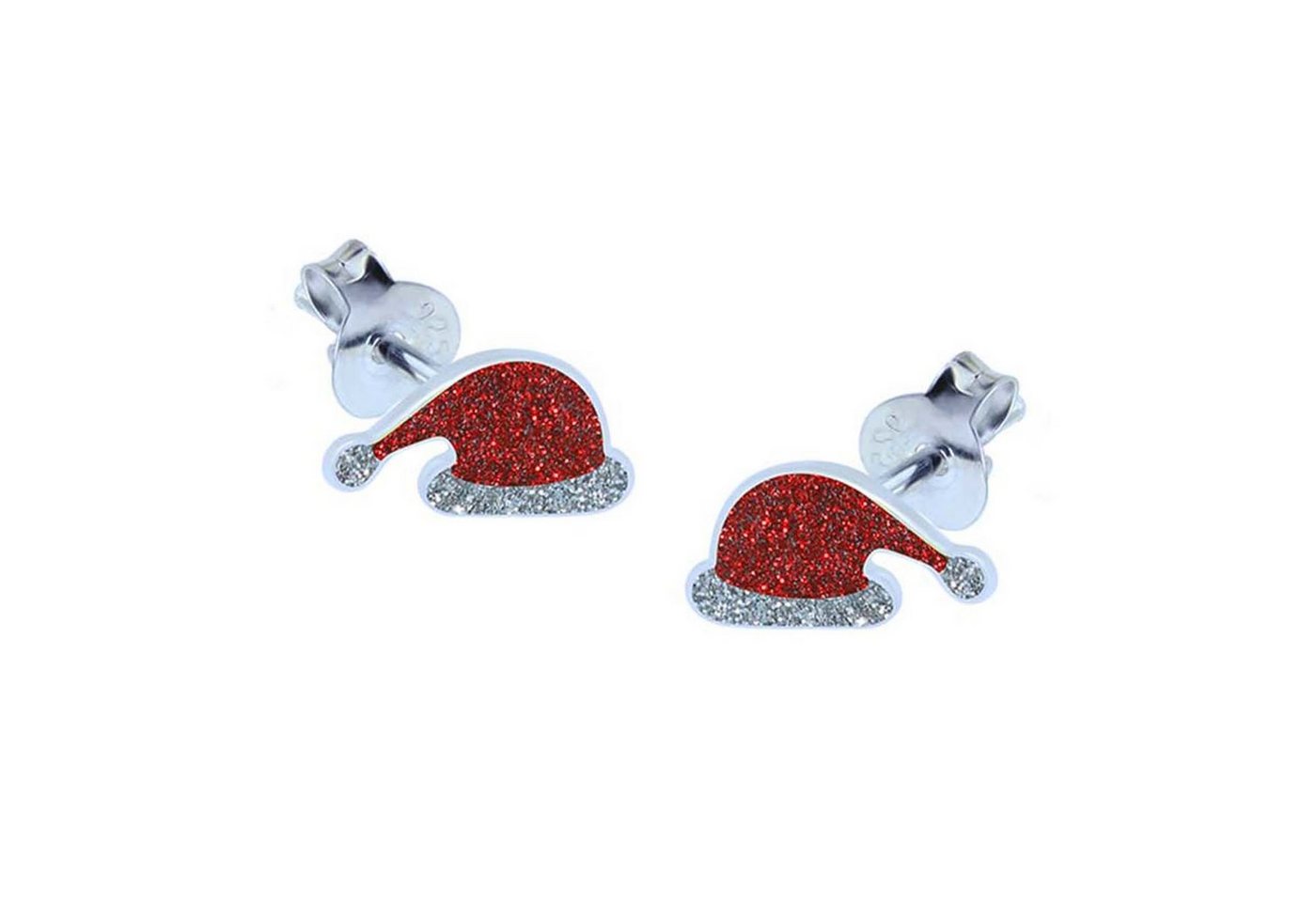 schmuck23 Paar Ohrstecker Ohrringe Weihnachten Nikolaus Mütze 925 Silber Kinderohrringe, Kinderohrringe Kinderschmuck Geschenk Silberschmuck von schmuck23
