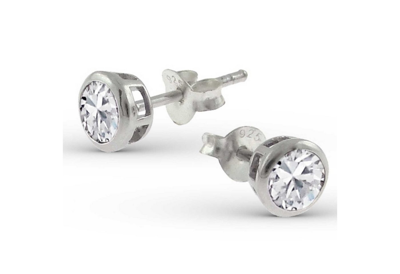 schmuck23 Paar Ohrstecker Ohrringe Zirkonia Klar Rund 925 Silber Damen Mädchen Kinder, Kinderschmuck Mädchen Geschenk echte Silberohrringe von schmuck23