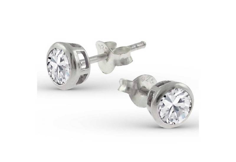schmuck23 Paar Ohrstecker Ohrringe Zirkonia Klar Rund 925 Silber Damen Mädchen Kinder, Kinderschmuck Mädchen Geschenk echte Silberohrringe von schmuck23
