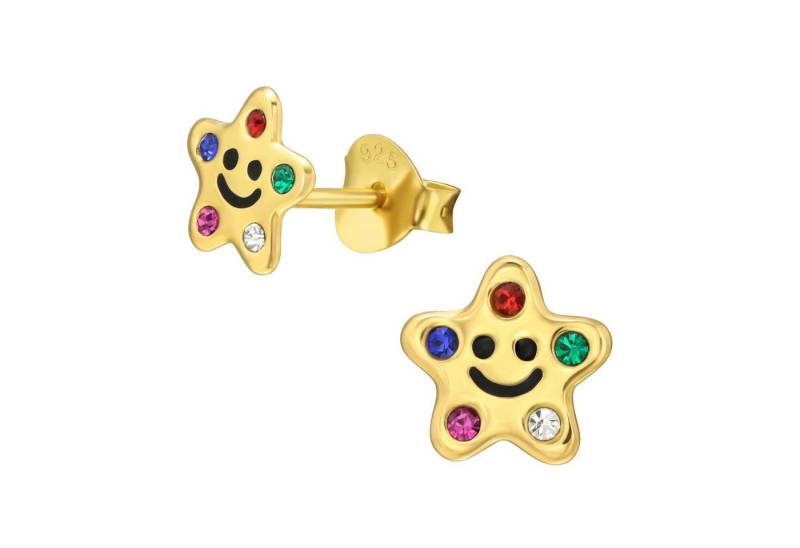 schmuck23 Paar Ohrstecker Ohrringe bunter Stern 925 Silber (Geschenkset), Mädchen Kinderschmuck 2 x Silikonverschluß extra von schmuck23