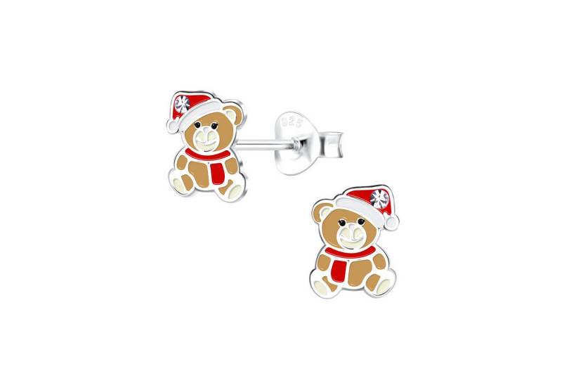 schmuck23 Paar Ohrstecker Kinderohrringe Weihnachten Bär 925 Silber Nikolaus, incl. 2 x Silikonverschluß von schmuck23
