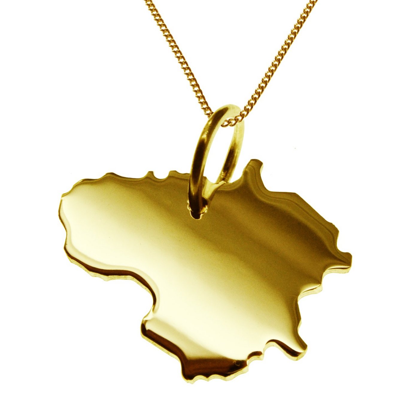 schmuckador Kette mit Anhänger 50cm Halskette + Litauen Anhänger in massiv 585 Gelbgold von schmuckador