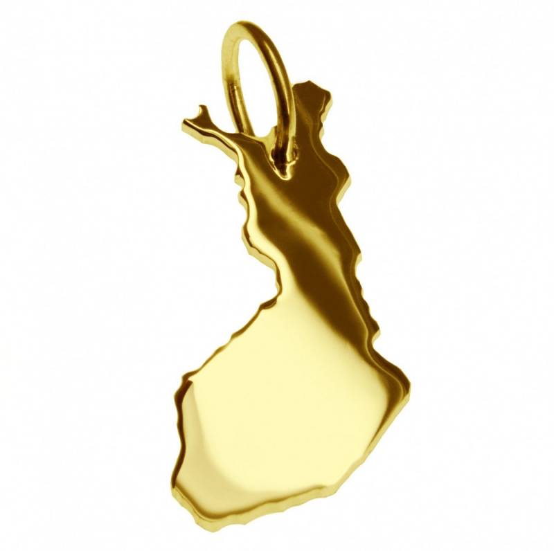 schmuckador Kettenanhänger Kettenanhänger in der Form von der Landkarte Finnland in massiv 585 Gelbgold von schmuckador