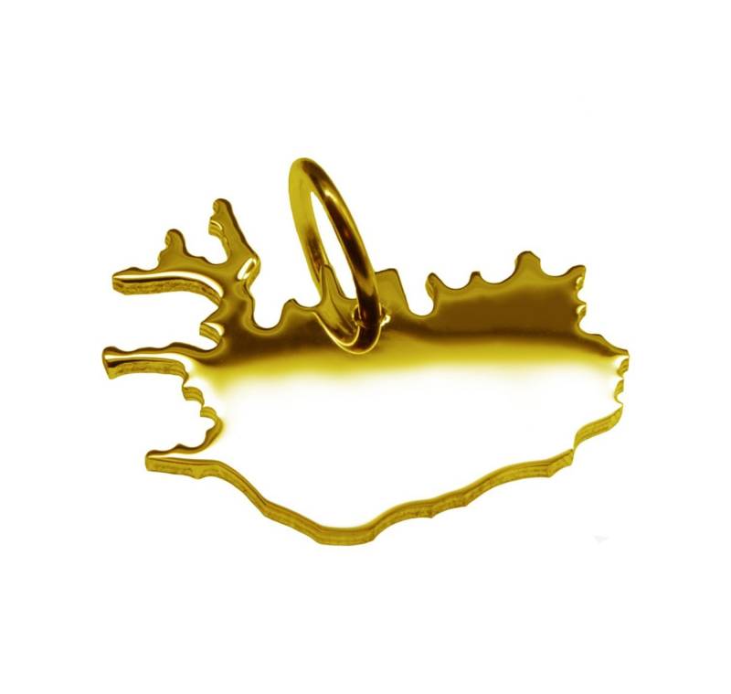 schmuckador Kettenanhänger Kettenanhänger in der Form von der Landkarte Island in massiv 585 Gelbgold von schmuckador
