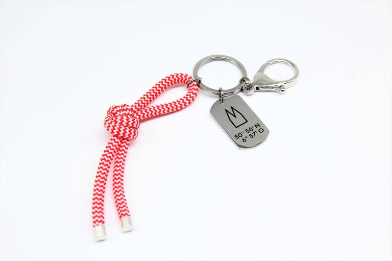 Kölscher Schlüsselanhänger "Kölner Dom" Koordinaten Oval Rot-Weiß Köln Schmuck von schmuckauskoeln