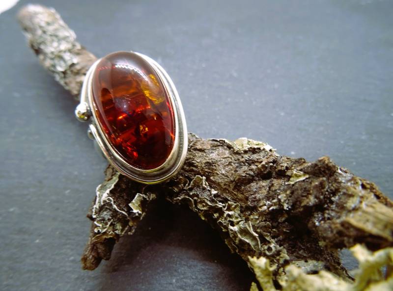 Statementring Bernstein Baltikum in 925Er Sterlingsilber Handarbeit Einzelstück Natur Esotherik von schmuckbewusst