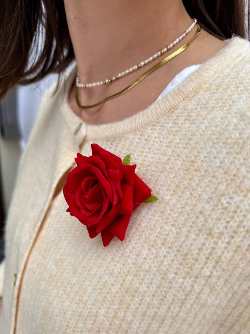 Rose Zum Anstecken - Handgemachte Blume in Vielen Farben | Accessoire Für Hochzeit, Anzug, Kommunion & Events von schmuckdesignBC