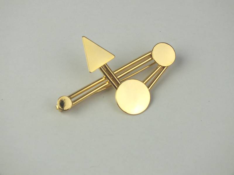 Abstrakte Vintage Brosche Goldenes Metall - 80/90Er Jahre Modeschmuck Anstecknadel von schmuckesBerlin
