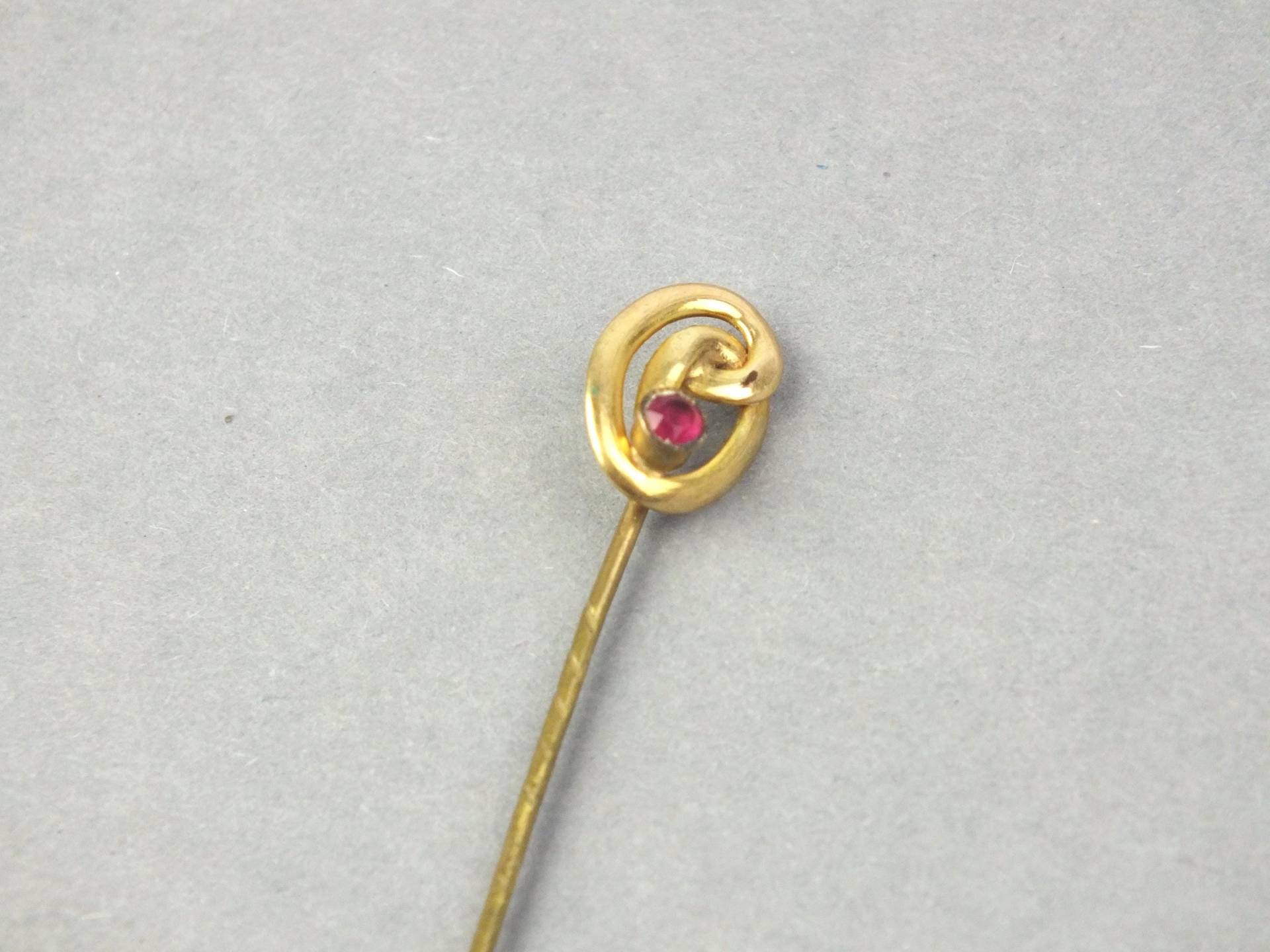 Antike Anstecknadel Vergoldet Mit Pinkem Farbstein, Nadel Brosche, Reversnadel, Vintage Modeschmuck, Geschenk Frau, Mann von schmuckesBerlin