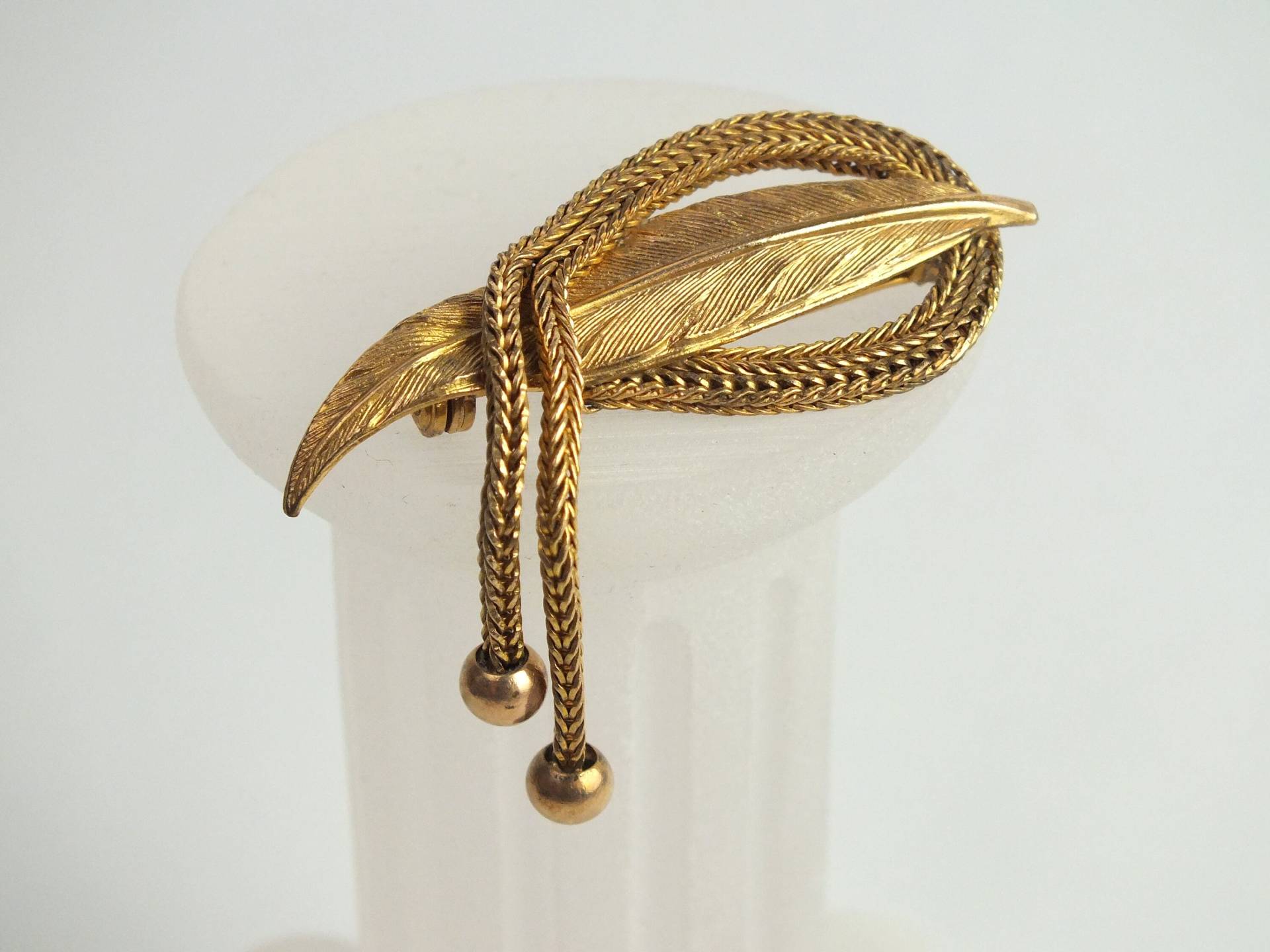 Antike Blatt Brosche Gold Von Plorgal Frankreich, Vintage Modeschmuck, Zierschmuck Anstecknadel, Geschenk Für Frauen von schmuckesBerlin