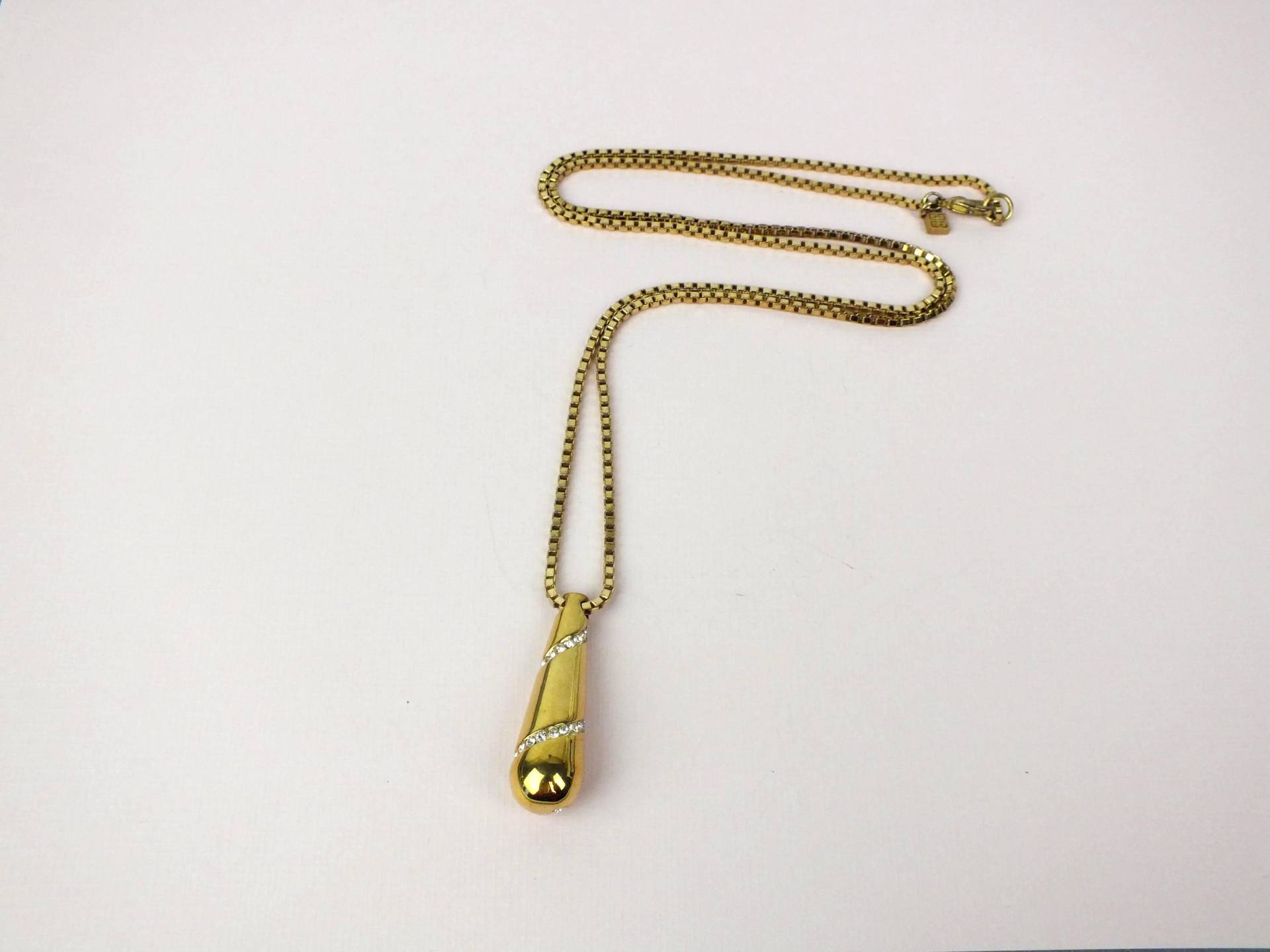 Givenchy Vintage Halskette Damen | Anhänger Vergoldet Mit Strass 80Er Jahre Designer Schmuck von schmuckesBerlin