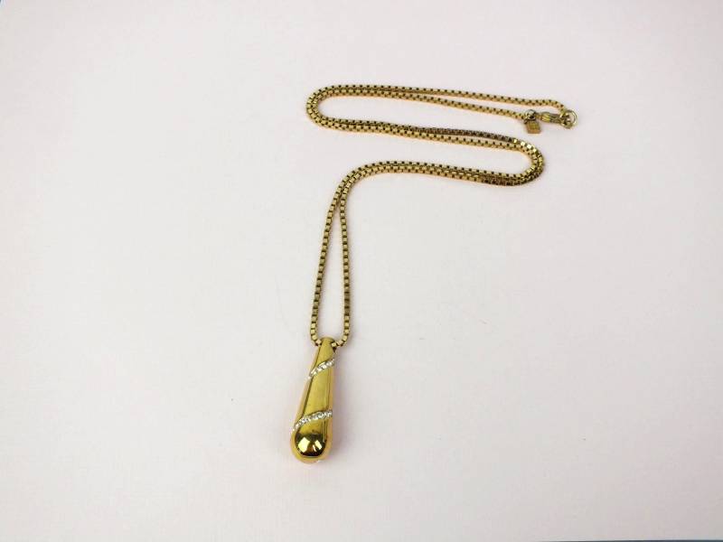 Givenchy Vintage Halskette Damen | Anhänger Vergoldet Mit Strass 80Er Jahre Designer Schmuck von schmuckesBerlin