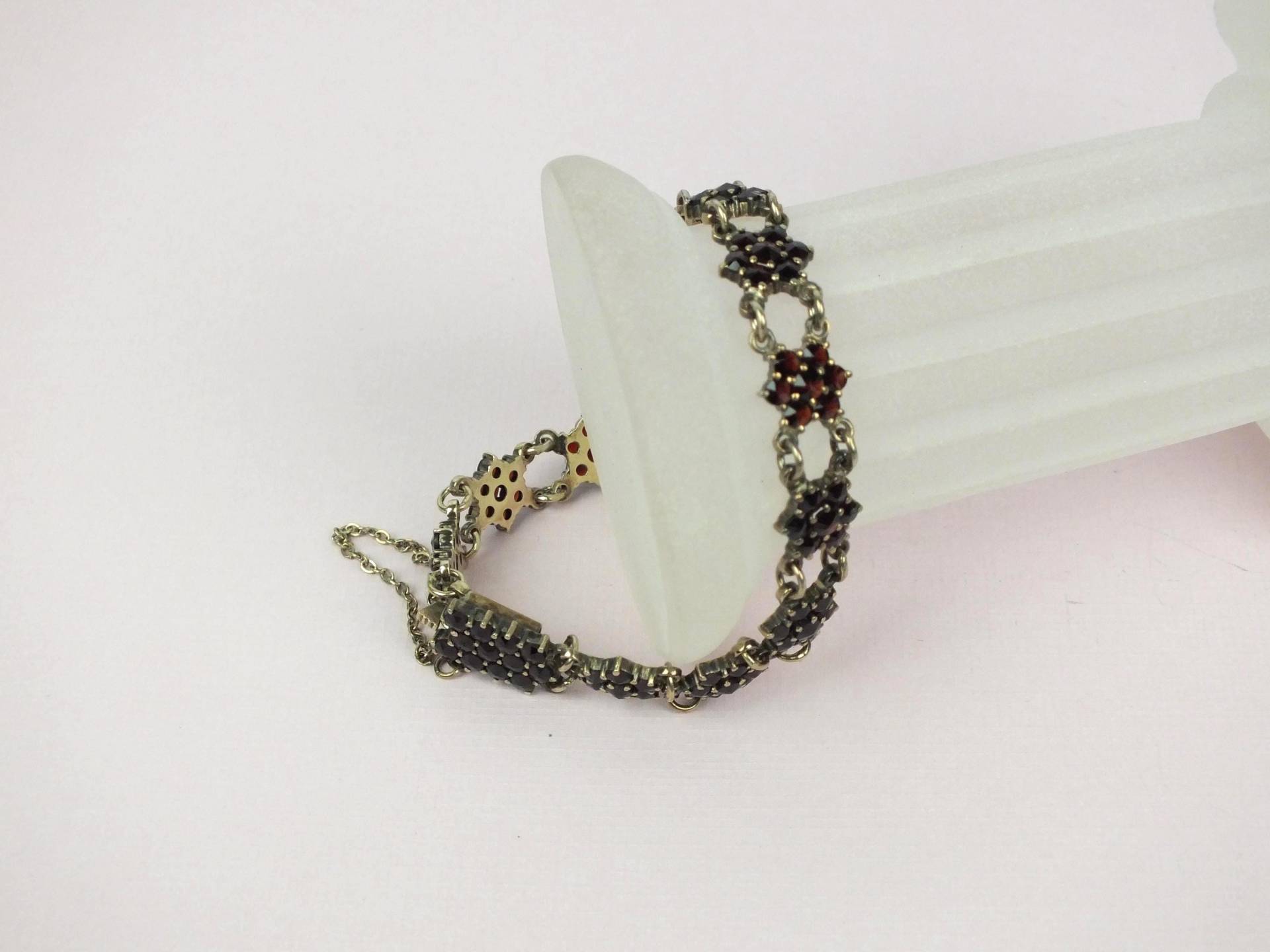 Vergoldetes 900Er Silber Vintage Armband Mit Granat Edelsteinen | Antike Armkette Echt Schmuck Geschenk Für Damen von schmuckesBerlin