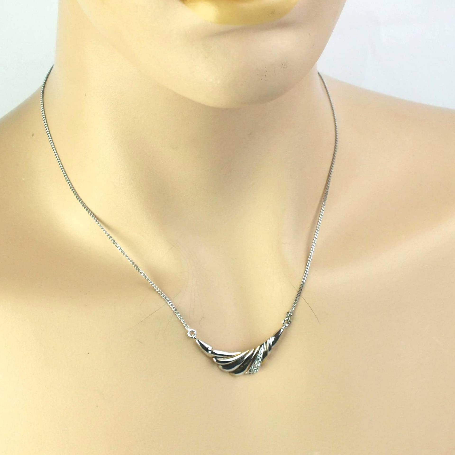 Vintage Collier Damen 925 Sterling Silber | Bicolor Halskette & Gold Echt Schmuck von schmuckesBerlin