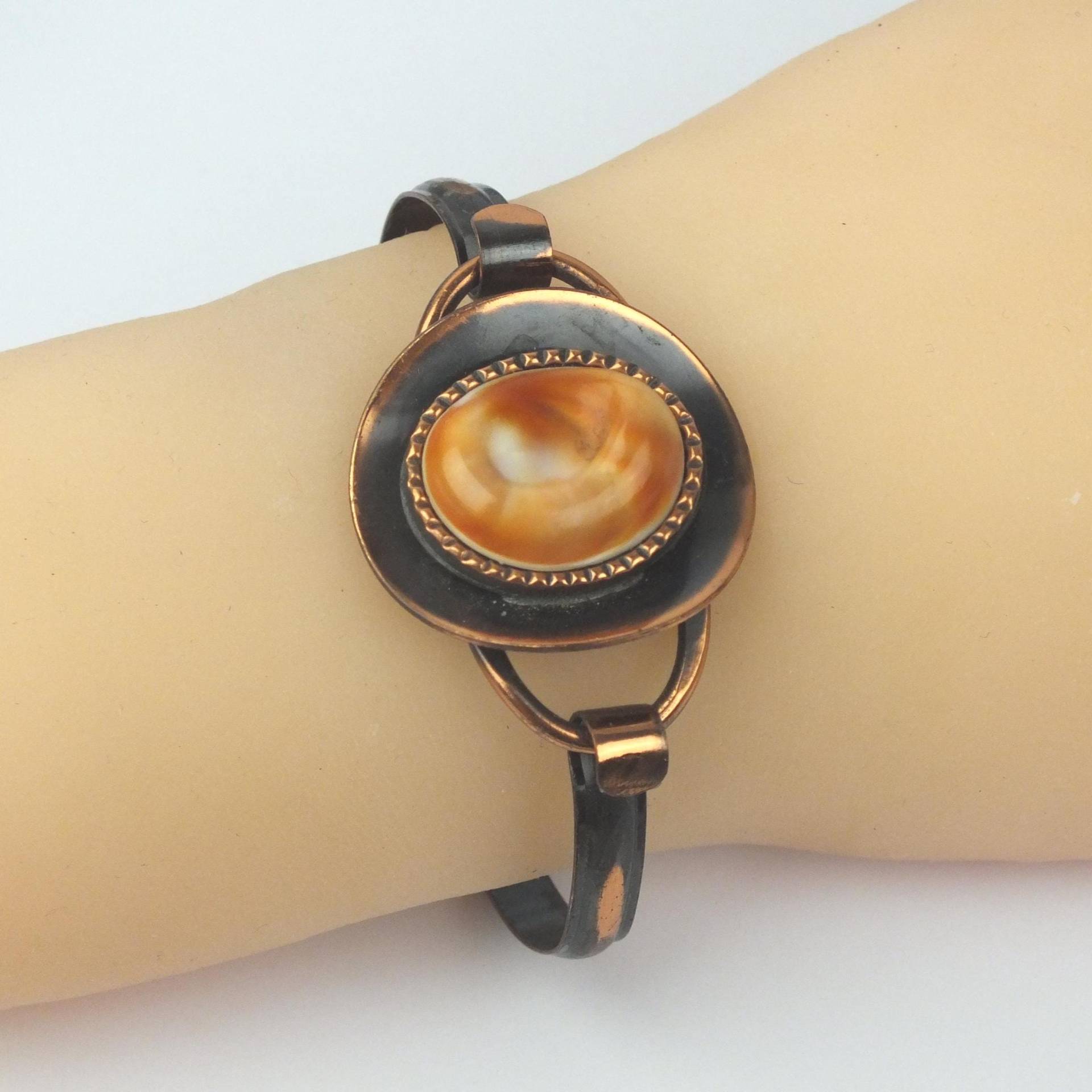 Vintage Damen Armreifen Bronzefarben - Alte Modeschmuck Armspange 70Er Jahre von schmuckesBerlin