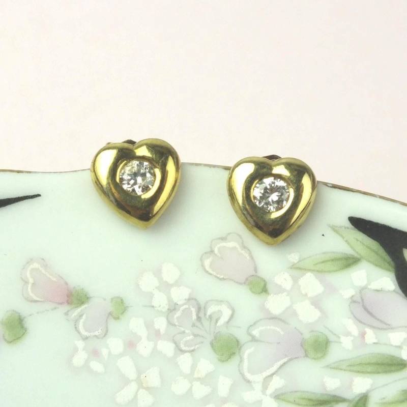 Vintage Damen Herz Ohrringe Double Gold Mit Kristall - Leichte Ohrstecker Modeschmuck Vintage Damen Herz Ohrringe Double Gold Mit Kristall - Leichte Ohrstecker Modeschmuck von schmuckesBerlin