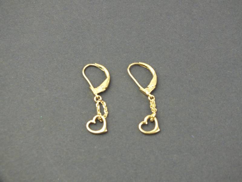 Vintage Damen Ohrringe Double Gold Mit Herzen Hängend, Leichte Hängeohrringe, Modeschmuck Vintage Damen Ohrringe Double Gold Mit Herzen Hängend, Leichte Hängeohrringe, Modeschmuck von schmuckesBerlin