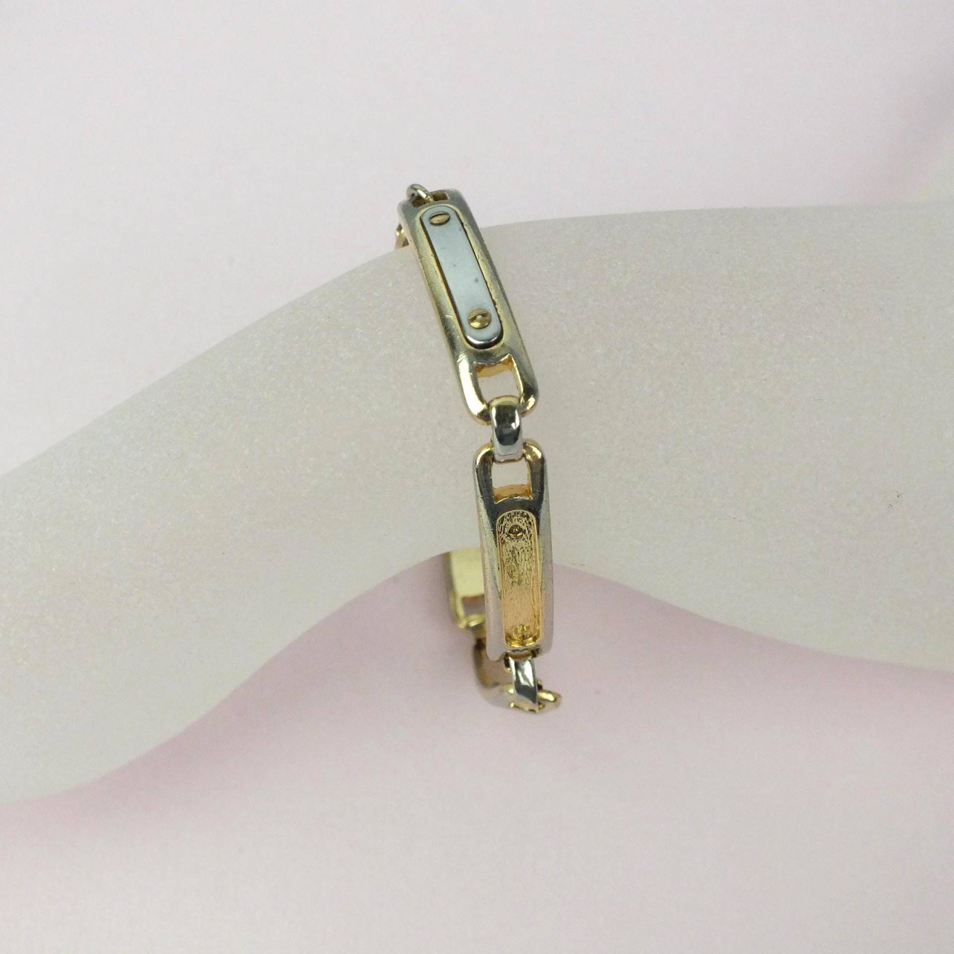 Vintage Grosse' Und Henkel | Für Dior Armband Bicolor Metall Gold/ Silber - Marken Modeschmuck 80Er Jahre von schmuckesBerlin