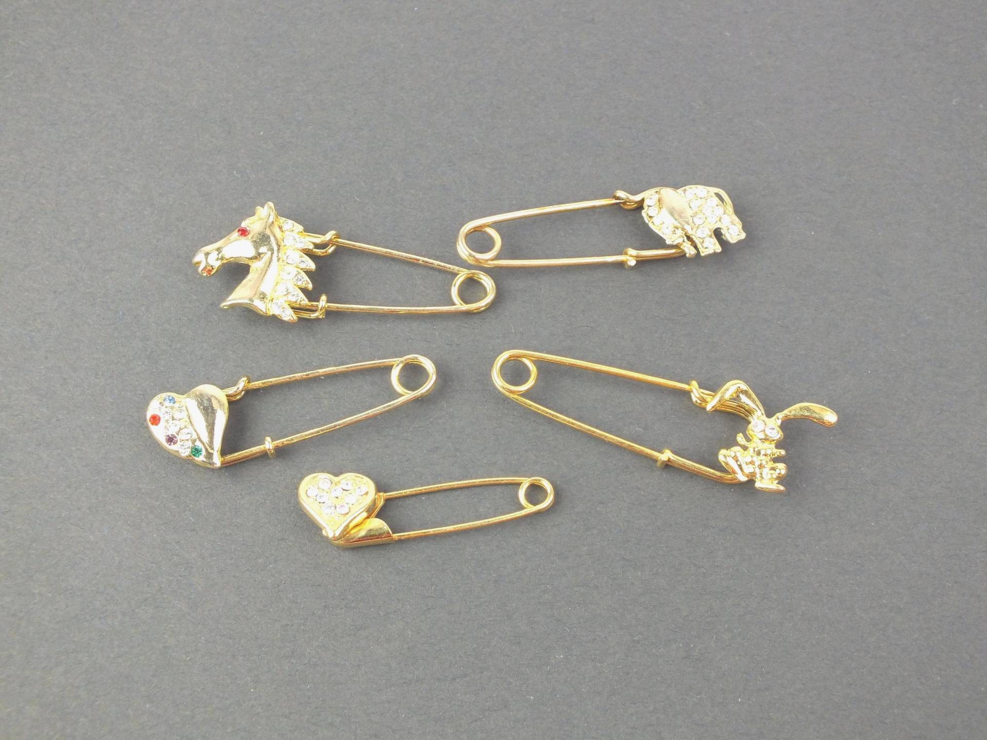 Vintage Kleidernadel Herz/ Tiere Gold Mit Strass - Nadel Brosche Modeschmuck Sicherheitsnadel Geburtstagsgeschenk Geschenk Für Sie von schmuckesBerlin