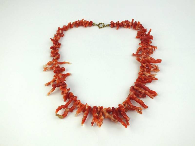 Vintage Korallen Damen Halskette - Orange Natürliche Astkoralle Altes Schmuck Collier von schmuckesBerlin