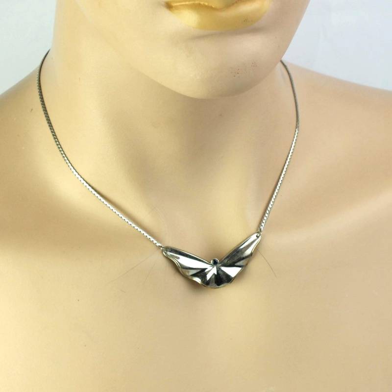 Vintage Kordes & Lichtenfels 925 Silber Halskette Collier Mit Blauem Schmuckstein von schmuckesBerlin