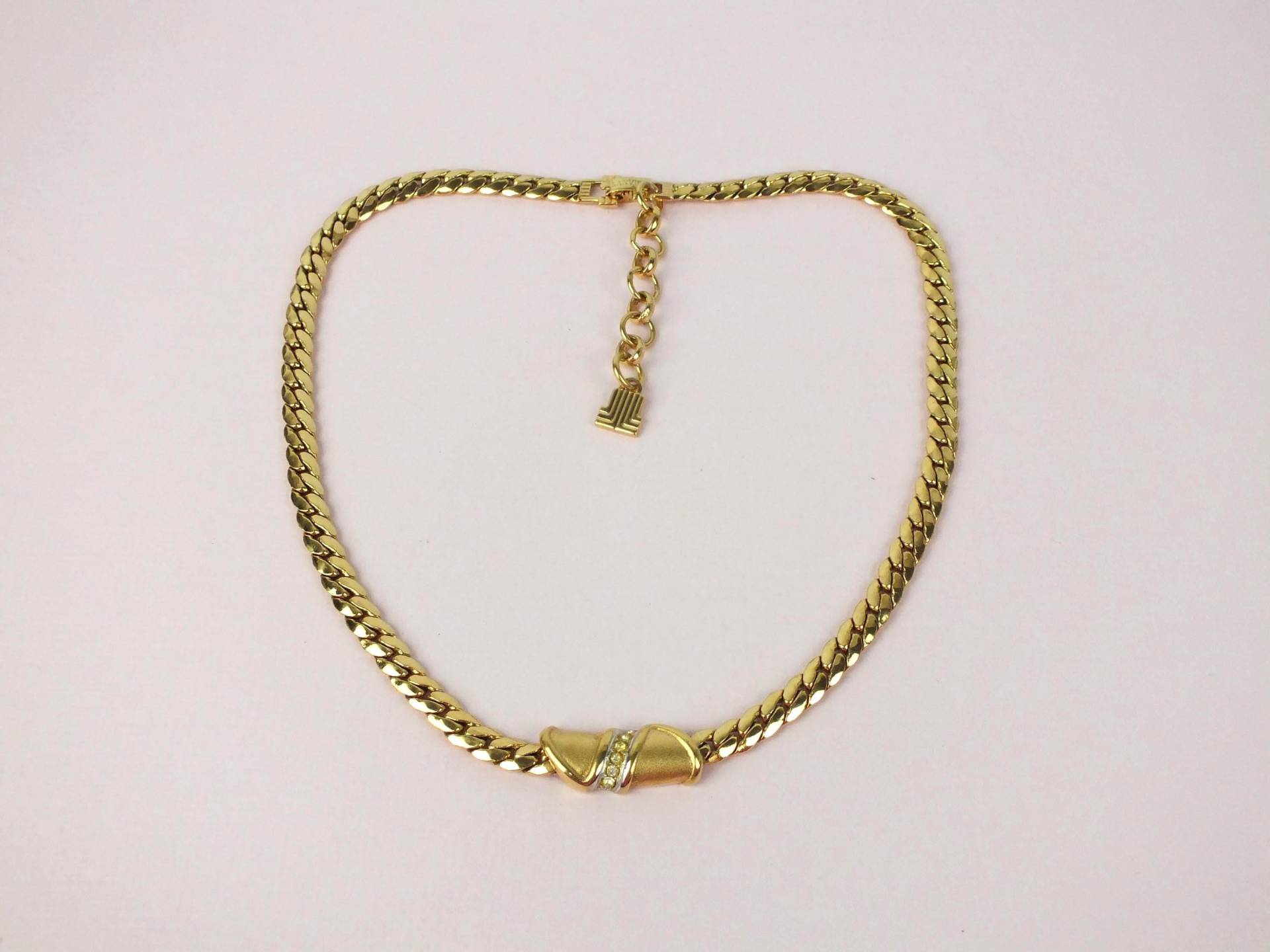 Vintage Lanvin Damen Collier Vergoldetes Metall - Marken Designer Modeschmuck Halskette 80Er Jahre von schmuckesBerlin