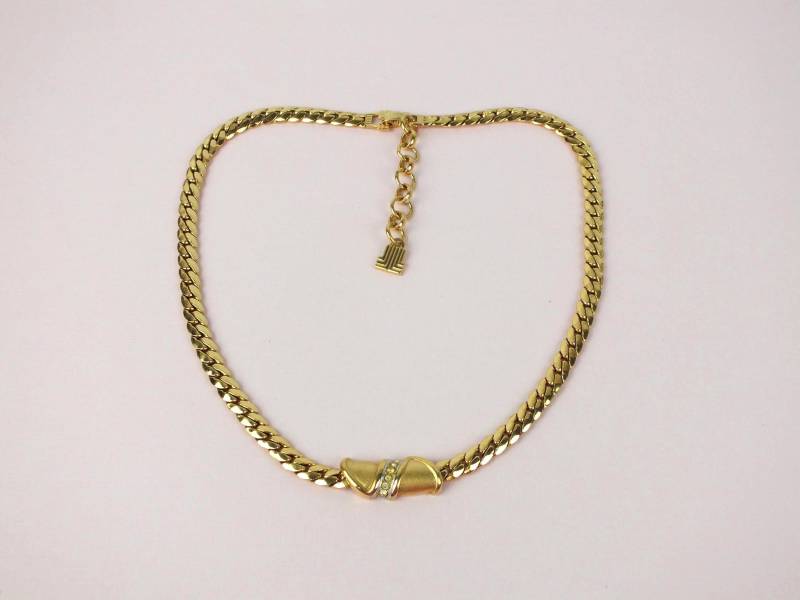 Vintage Lanvin Damen Collier Vergoldetes Metall - Marken Designer Modeschmuck Halskette 80Er Jahre von schmuckesBerlin