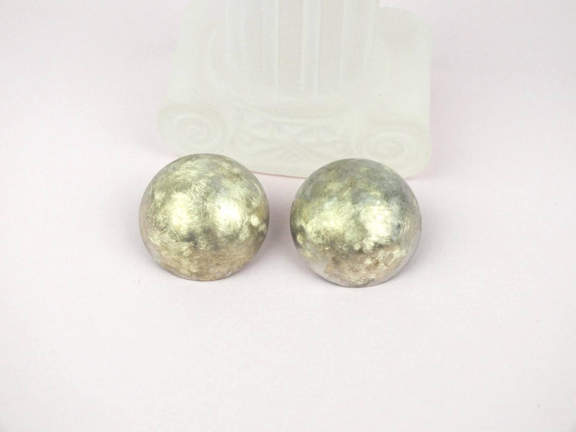 Vintage Ohrclips Mp 925 Silber Gebürstetes Metall, Alter Schmuck, Damen Ohrringe Ohne Ohrlöcher Tragbar von schmuckesBerlin