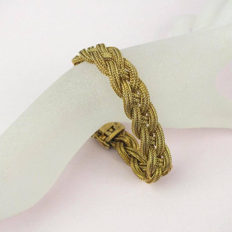 Vintage Von 1963 Grosse' Und Henkel | Für Dior Geflochtenes Mesh Ketten Armband Goldenes Metall - Alter Marken Modeschmuck von schmuckesBerlin