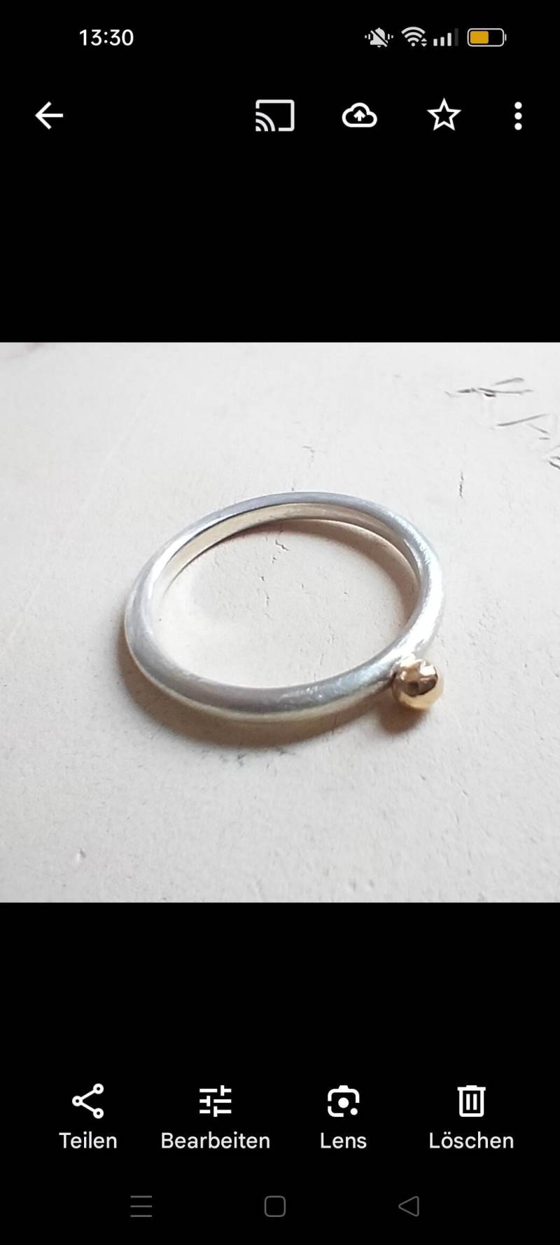 Silberring Mit Goldkugel von schmuckgewand