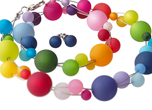 Polariskette Regenbogen Schmuckset bunt handgefertigter Polarisschmuck Damen Kette (54 Zentimeter) von schmuckmanufaktur koenigsblau