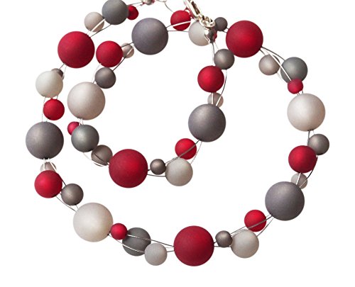 Polariskette rot grau handgefertigter Polarisschmuck Damen Kette (57 Zentimeter) von schmuckmanufaktur koenigsblau