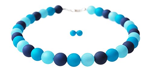 schmuckmanufaktur koenigsblau Polariskette blau türkis | Schmuckset incl. Polarisohrstecker | Kette Damen Blautöne (48) von schmuckmanufaktur koenigsblau