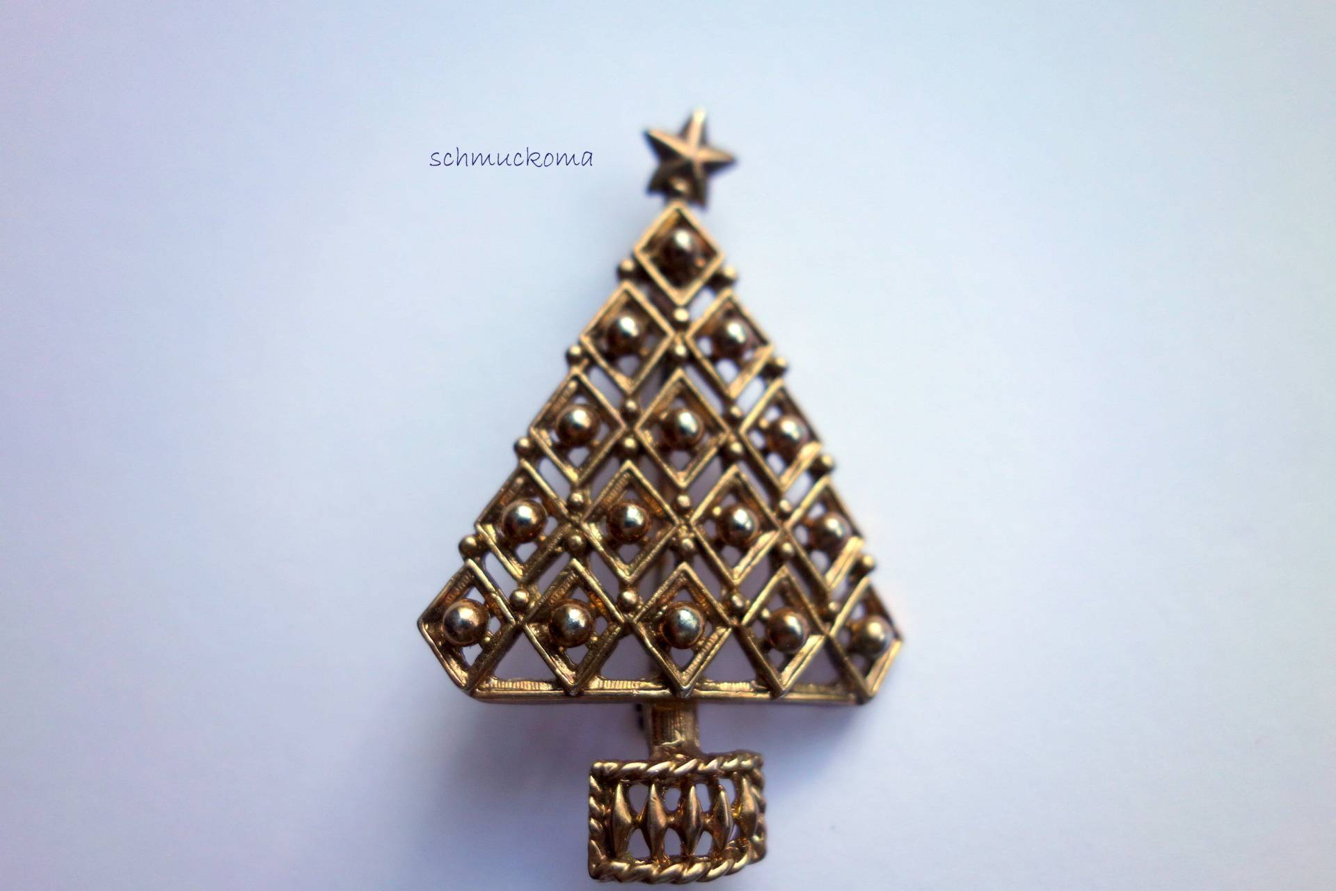 Weihnachtsbaum, Brosche, Christmas, Weihnachtsbrosche, Modeschmuck, Geschenk, Vintage, Goldfarbener Weihnachtsschmuck, Thanksgiving, Juleklapp von schmuckoma