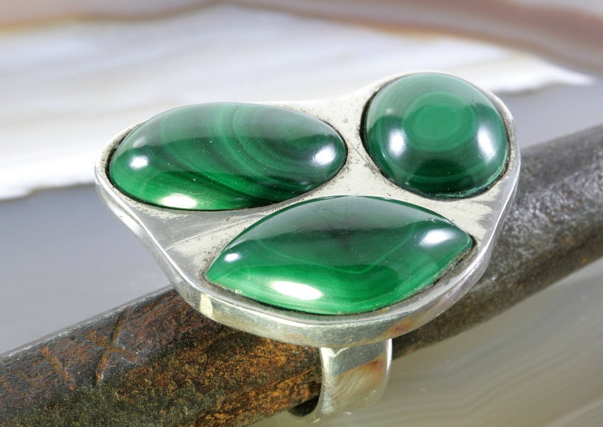 Malachit Und 925 Sterling Silber, Ring von schmuckplantage