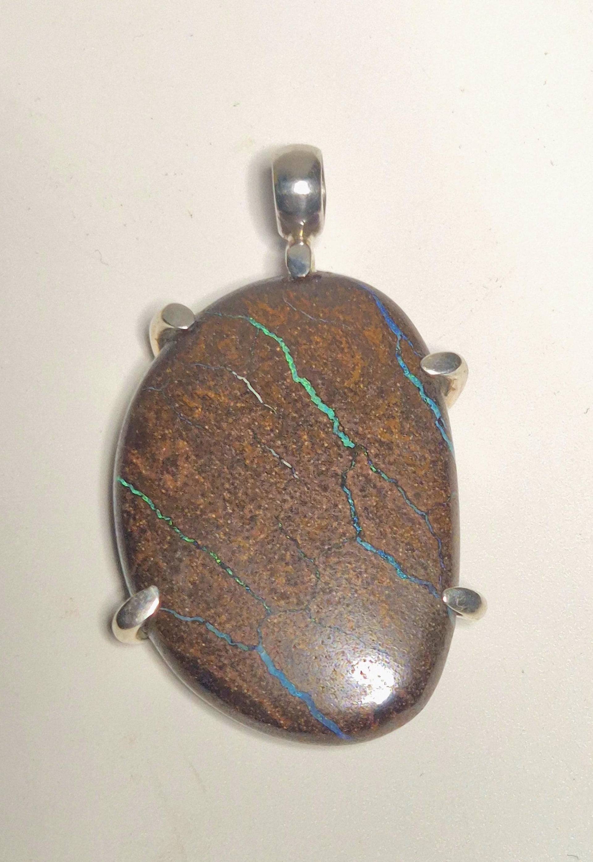Anhänger Boulder Opal 925 Silber Queensland Unikat Einzelstück O9 von schmuckrauschVINTAGE