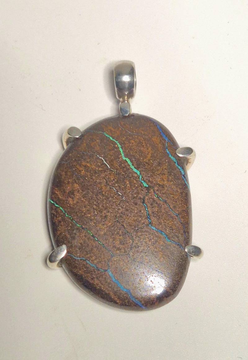 Anhänger Boulder Opal 925 Silber Queensland Unikat Einzelstück O9 Anhänger Boulder Opal 925 Silber Queensland Unikat Einzelstück O9 von schmuckrauschVINTAGE