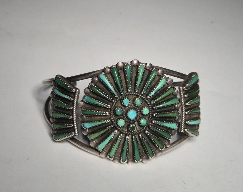 Antiker Armreif Zuni Silber 925 Türkis Sterling Silver von schmuckrauschVINTAGE