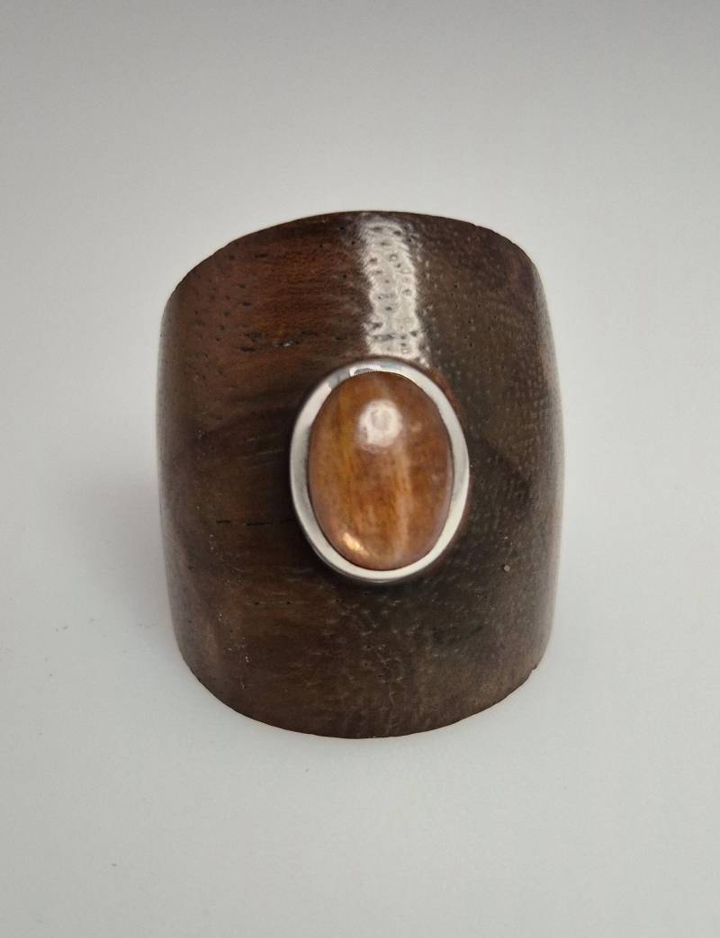 Breiter Ebenholz-Silber-Ring Mit Sonnenstein Orthoklas, Größe 59 - Schmuckrausch Vintage 1695 Breiter Ebenholz-Silber-Ring Mit Sonnenstein Orthoklas, Größe 59 - Schmuckrausch Vintage 1695 von schmuckrauschVINTAGE