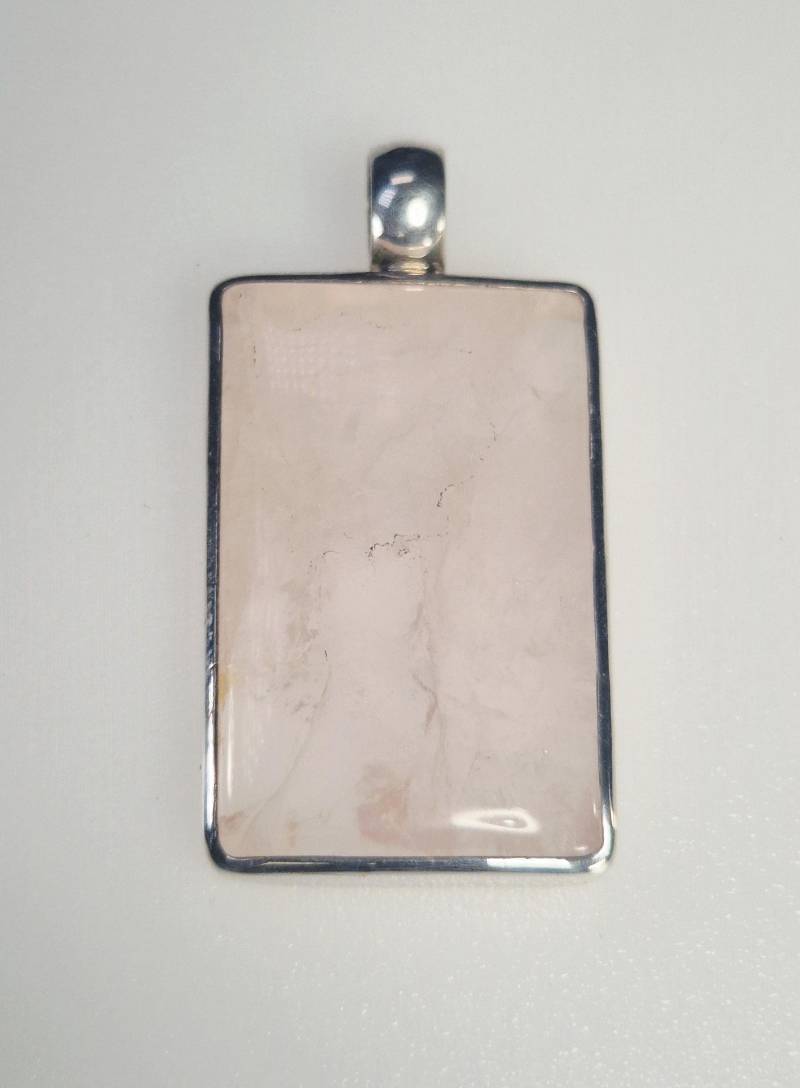 Rosenquarz Anhänger 925 Silber | Eckiger Cabochon, Hell & Milchig Handgefertigt Unikat 1766 Rosenquarz Anhänger 925 Silber | Eckiger Cabochon, Hell & Milchig Handgefertigt Unikat 1766 von schmuckrauschVINTAGE