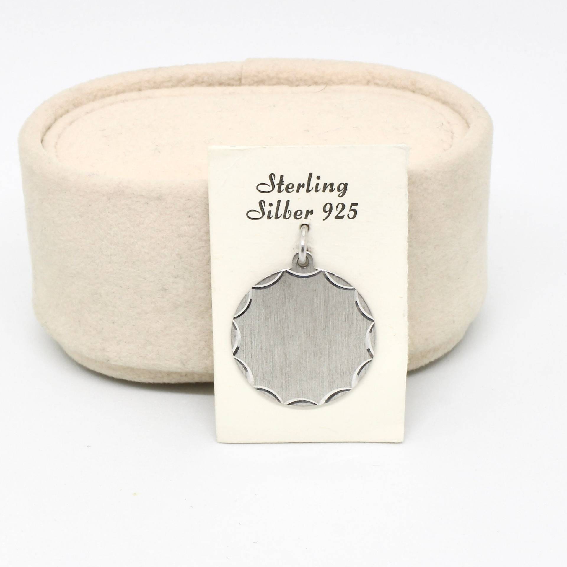 Anhänger 925 Silber Rund Gravurplatte Platte Für Gravur Monogramm Matt Name Eingravieren Unisex von schmuckvintage2020