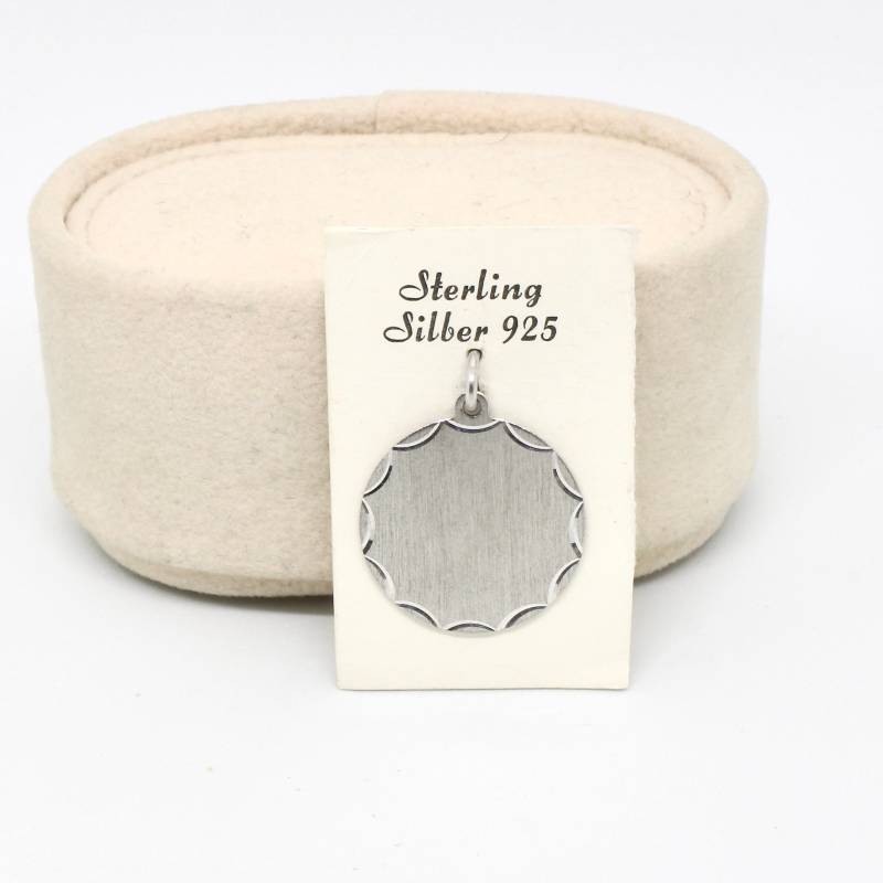 Anhänger 925 Silber Rund Gravurplatte Platte Für Gravur Monogramm Matt Name Eingravieren Unisex von schmuckvintage2020